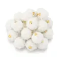 20mm white teddy fur pom pom pendant with gold loop for DIY jewelry bag earring accessories - 20 Pieces Set / Off White