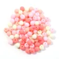 Matte pink acrylic rubber round beads for DIY jewelry making and handmade accessories crafting. - 20 Pieces/Pack (Approx. 14mm) / Pink