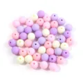 Colorful acrylic rubber touch round beads DIY jewelry making accessories crafting supplies - 20 Pieces/Pack (Approx. 14mm) / Purple/Pink
