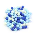 Blue rubberized acrylic round beads for DIY jewelry making, smooth matte finish crafting parts. - 20 Pieces/Pack (Approx. 14mm) / Blue/White