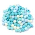 Acrylic rubber paint round beads for DIY handmade jewelry crafting and accessories. - 100 Pieces/Pack (Approx. 6mm) / Lake Blue