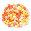 Colorful matte acrylic round beads for DIY handmade jewelry making, smooth surface loose spacer. - 100 Pieces/Pack (Approx. 6mm) / Orange