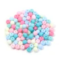 Pastel silicone round loose beads colorful DIY craft jewelry making accessories size 6-16mm - 100 Pieces/Pack (Approx. 6mm) / Pale Blue