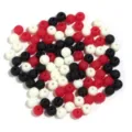 Matte rubber finish round beads in black, white and red, perfect for DIY jewelry making. - 100 Pieces/Pack (Approx. 6mm) / Red & Black