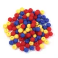 6-16mm Acrylic Rubber Finish Round Beads Colorful DIY Jewelry Making Accessories Set - 100 Pieces/Pack (Approx. 6mm) / Red Yellow Blue