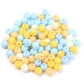DIY acrylic round beads with soft touch finish, colorful loose beads for handmade jewelry. - 100 Pieces/Pack (Approx. 6mm) / Yellow Blue