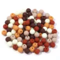 Acrylic rubber round beads for DIY jewelry making, smooth matte finish, colorful craft accessories. - 100 Pieces/Pack (Approx. 6mm) / Maillard Style