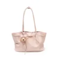 Pink Tote Bag Women Chic Shoulder Handbag with Cute Bear Pendant and Bow Decor. - Pink