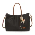 Women casual nylon tote bag with top handle and crossbody strap stylish commuter handbag - Single Bag / Black