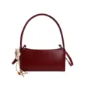Wine red PU leather shoulder bag chic underarm handbag with floral charm variant style. - Single Bag / Red