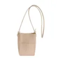 Beige woven mini crossbody phone bag for women, stylish leather shoulder messenger bag. - One Size / Off White