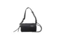 Black cylindrical shoulder bag for women, trendy waterproof pillow bag with thick rope strap. - One Size / Black
