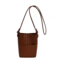 Brown Woven Leather Crossbody Bag Mini Phone Pouch Stylish Shoulder Bag for Women - One Size / Dark Brown