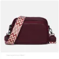 Women Crossbody Bag Solid Color Litchi Pattern Simple Casual Shoulder Bag Small Square Bag - Burgundy