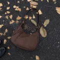 Brown suede shoulder bag for women, stylish autumn hobo bag, chic underarm commuter handbag. - No Pendant / Coffee