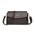 Brown leather crossbody shoulder bag for women, retro casual commuter handbag variant - Dark Coffee