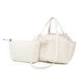 Minimalist white tote bag set with shoulder strap and pouch, perfect for daily work and commuting. - White