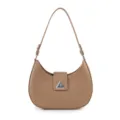 Minimalist beige crescent shoulder bag, elegant underarm hobo bag for women daily fashion. - Khaki