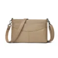 Genuine leather women's shoulder crossbody bag main view showing classic design and texture. - Charcoal Gray