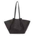 Black Woven Leather Tote Bag Women Large Capacity Shoulder Bag Simple Fashionable Style - Black