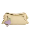 Chic minimalist cylindrical shoulder bag with cute bird charm, trendy summer crossbody bag. - Yellow