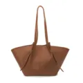 Brown woven leather shoulder tote bag for women, large capacity stylish daily handbag. - Brown