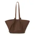 Brown woven tote bag for women, stylish large capacity shoulder bag with elegant design. - Coffee