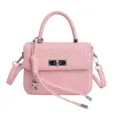 Pink Woven Top Handle Handbag Small Crossbody Bag Chic Ladies Shoulder Bag Daily Use - Single Bag / Pink