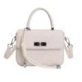 Elegant white woven top handle crossbody bag for women, chic shoulder bag with metal lock. - Single Bag / White