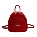 Red women backpack casual small fashion travel bag stylish suede style lightweight daily use - Red