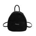 Casual small black backpack for women, lightweight minimalist design, stylish student daily bag. - Black