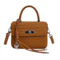 Brown woven shoulder bag stylish top handle crossbody bag for women chic daily purse - Single Bag / Brown