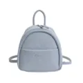 Light blue minimalist women backpack casual small school bag stylish daily outdoor travel daypack - Blue