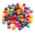 Colorful wooden square beads for DIY jewelry making, crafting, and handmade bracelets, loose cubes. - Square Random Mix
