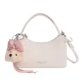Elegant minimalist women handbag shoulder commuting crossbody bag with cute bear pendant - With Charm / White