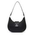 Black crescent shoulder bag underarm hobo purse stylish minimalist chic PU leather handbag - Black