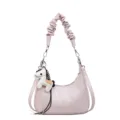 Stylish pink hobo shoulder bag with scrunchie handle and cute horse charm for daily use - Single Bag / Pink