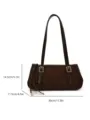 Brown suede women shoulder bag, retro chic underarm baguette handbag with stylish buckle. - One Size / Coffee