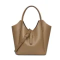 Genuine leather tote bag women new stylish bucket shoulder crossbody bag for daily work commute - Khaki