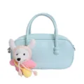 Light blue bowling handbag for women with cute knitted doll keychain, stylish shoulder messenger bag. - Single Bag / Mint Green