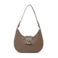 Minimalist brown crescent underarm shoulder bag for women, stylish PU leather hobo handbag. - Gray