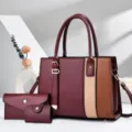 Elegantes Damen Handtaschen Set im Farbmix mit Shopper Geldbörse für den Alltag. - L30 B12 H22 cm / Rot