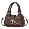Classic brown digital print women handbag luxury design crossbody shoulder bag for daily use - L25 W7 H15 Handle 15cm / Chocolate Brown