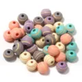 Colorful striped wooden beads round DIY spacer beads for handmade jewelry making project - Striped Print Random Mix