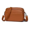 Genuine Leather Crossbody Bag Vintage Soft Cowhide Small Square Shoulder Bag Brown - Brown