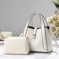 Weisse Damen Handtasche Set Shopper Umhaengetasche Alltag minimalistisches Design - Gebrochenes Weiß