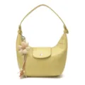 Yellow hobo shoulder bag with cute flower charm, casual dumpling handbag for women. - Single Bag / Yellow
