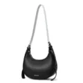 Black crescent shoulder bag for women, trendy PU leather hobo crossbody bag for daily use. - L25 W7 H22 Handle 28 cm / Black