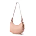 Pink crescent hobo shoulder bag for women, stylish PU leather casual daily crossbody bag. - L25 W7 H22 Handle 28 cm / Pink