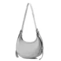 Graue minimalistische Halbmond Umhaengetasche, elegante Damen Handtasche fuer den Alltag top. - L25 B7 H22 Griff 28 cm / Grau